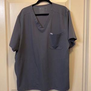 Figs Leon 3 pocket Mens scrub top- Charcoal XXL
